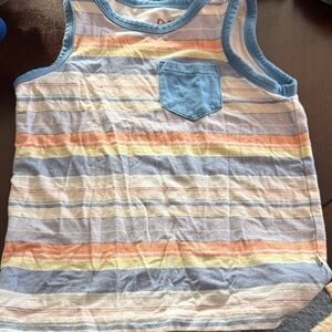Little Sleepies Striped Tank with Blue Pocket - Blue, Orange & Yellow